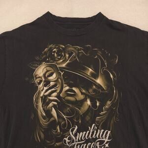 Dyse One Smiling Faces Short Sleeve Crew Neck Graphic Shirt Mens Size XL Black